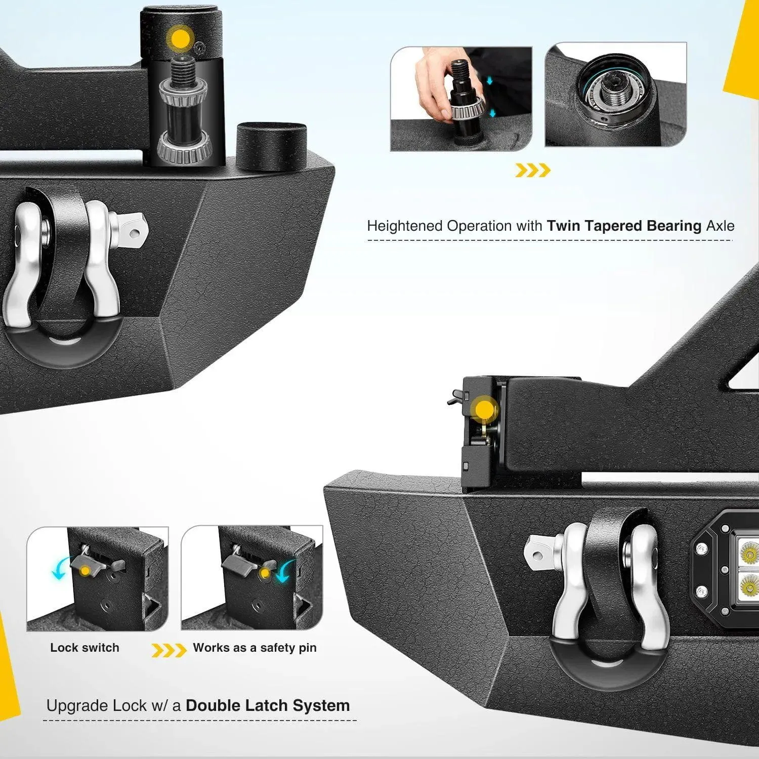 2007-2018 Jeep Wrangler JK & Wrangler JK Unlimited Rear Bumper Spare Tire Rack Hitch Receiver 2Pcs LED Lights Pods