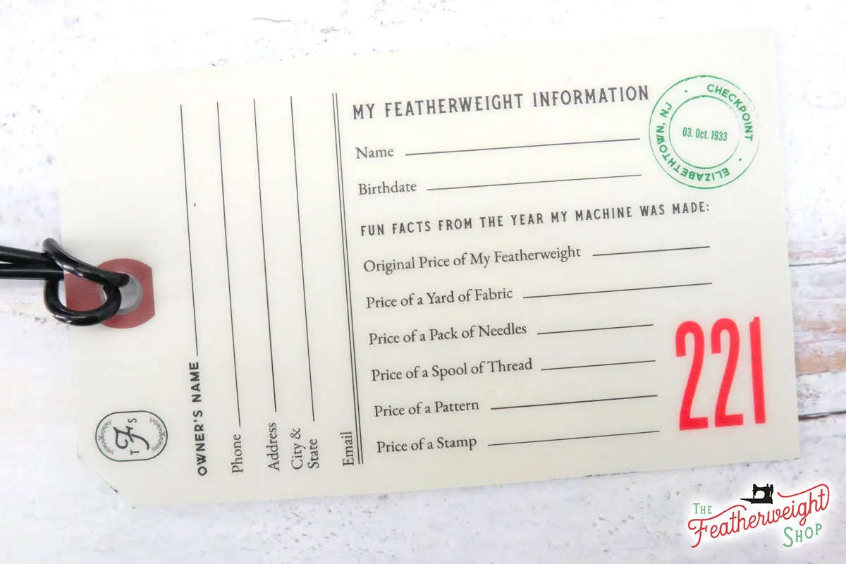 221 Luggage & I.D. Tag for Singer Featherweight