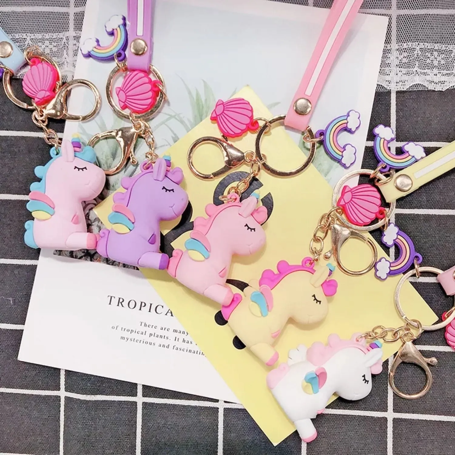 4 Charms Keychain - Unicorn