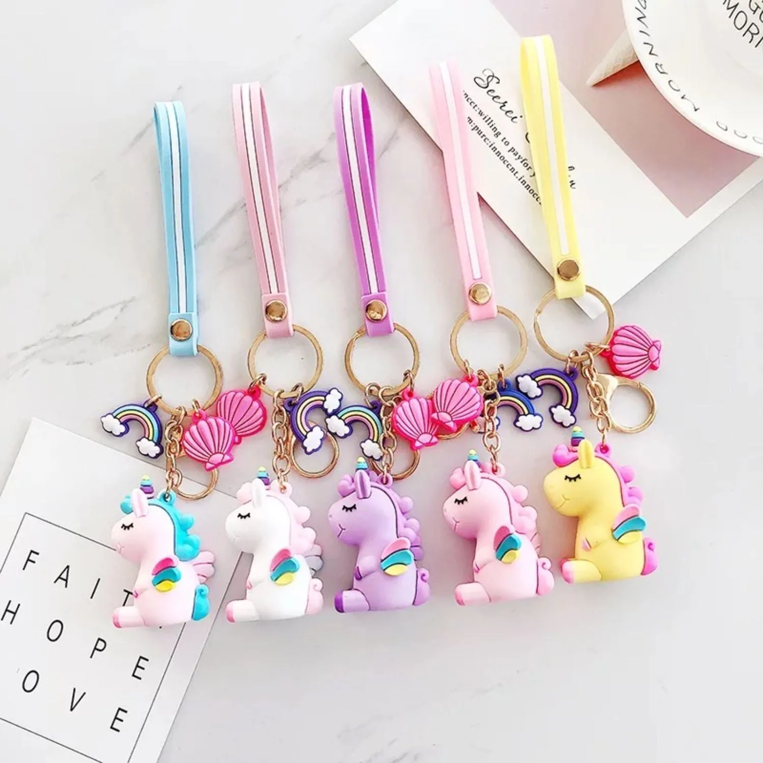 4 Charms Keychain - Unicorn