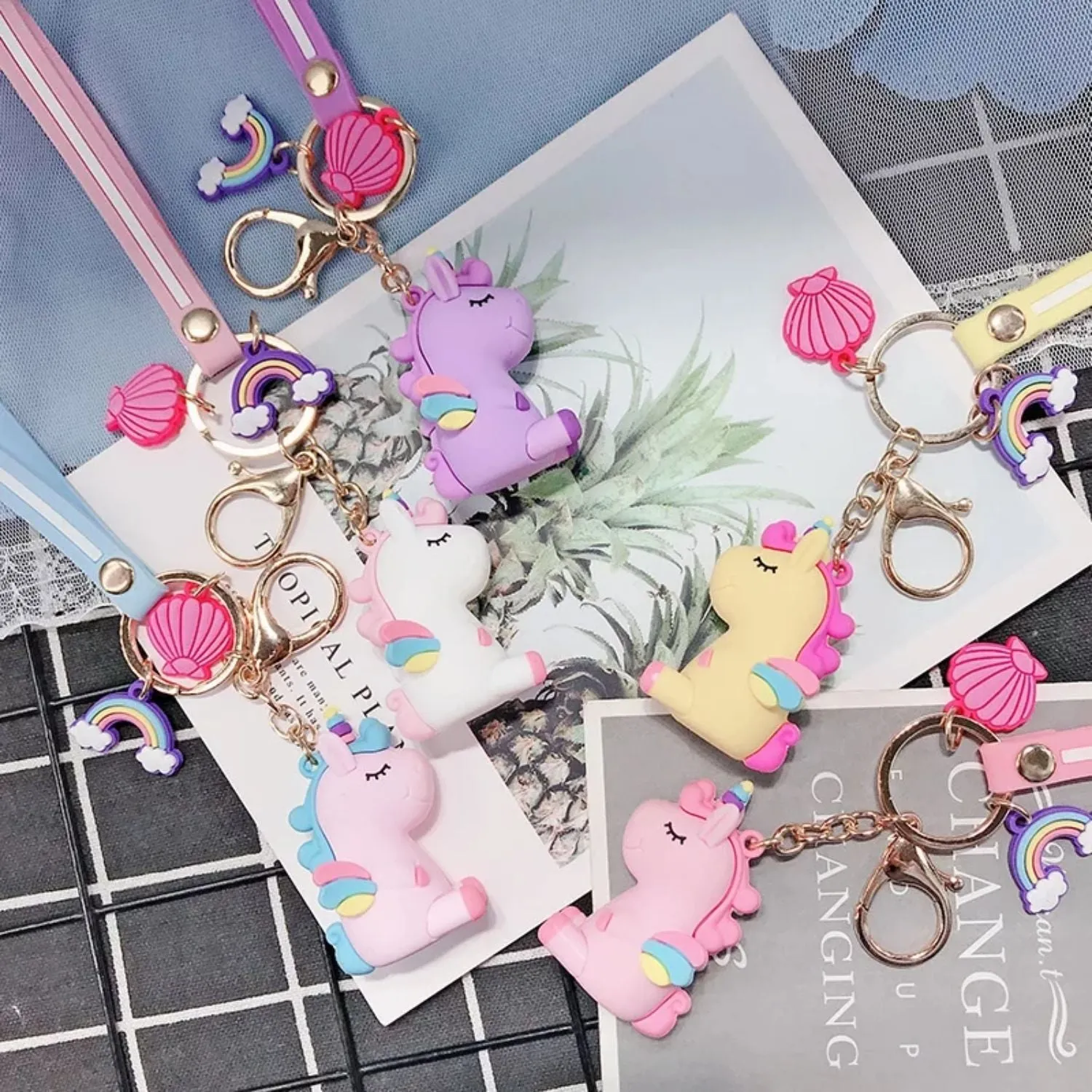 4 Charms Keychain - Unicorn