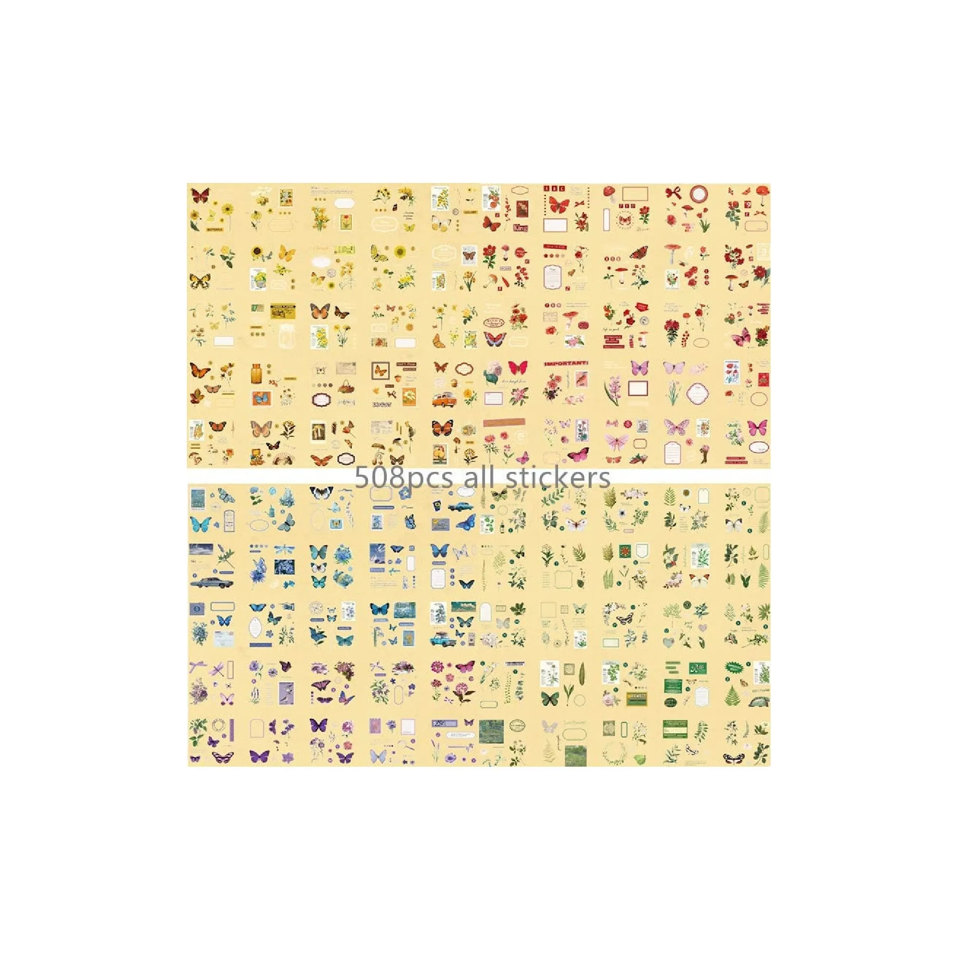 508pcs DIY Aesthetic Scrapbooking Supplies Kit | Vintage Junk Journal Kit Mystical Jungle Ephemera Journal Stickers