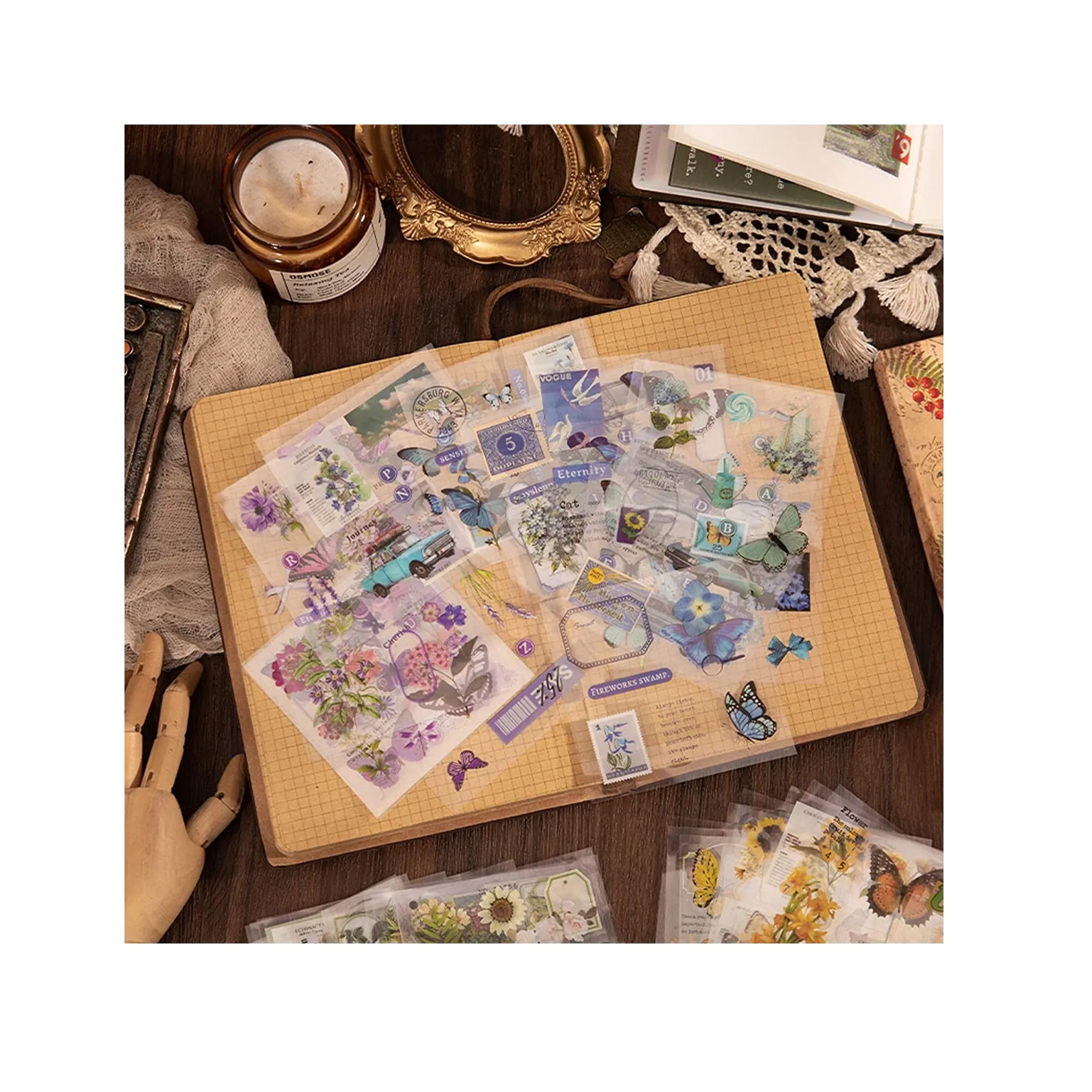 508pcs DIY Aesthetic Scrapbooking Supplies Kit | Vintage Junk Journal Kit Mystical Jungle Ephemera Journal Stickers