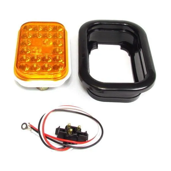 5.3" x  3.4" Amber Rectangular Tail/Turn Led Light With 24 Leds And Amber Lens | F235288