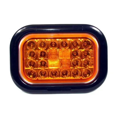 5.3" x  3.4" Amber Rectangular Tail/Turn Led Light With 24 Leds And Amber Lens | F235288