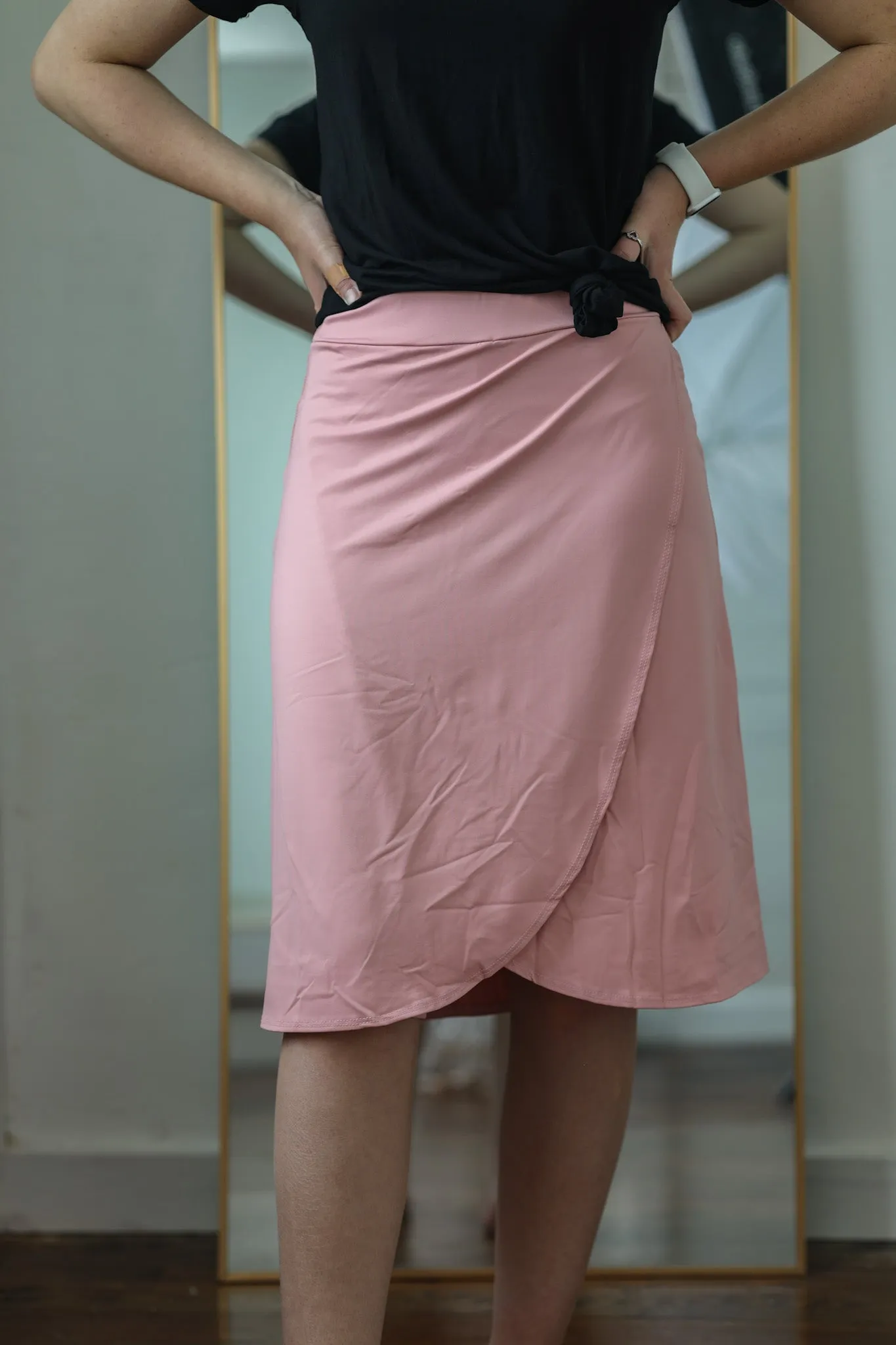 Ada Faye Wrap Swim/Athletic Skirt - Dusty Blush