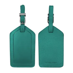 Aqua Leather Luggage Tag