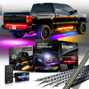 AURA LED Lighting Kit for Truck Bundle (DreamColor Underglow LED Kit - Remote Control   Tailgate Triple Light Bar   Sidekick LED Kit)