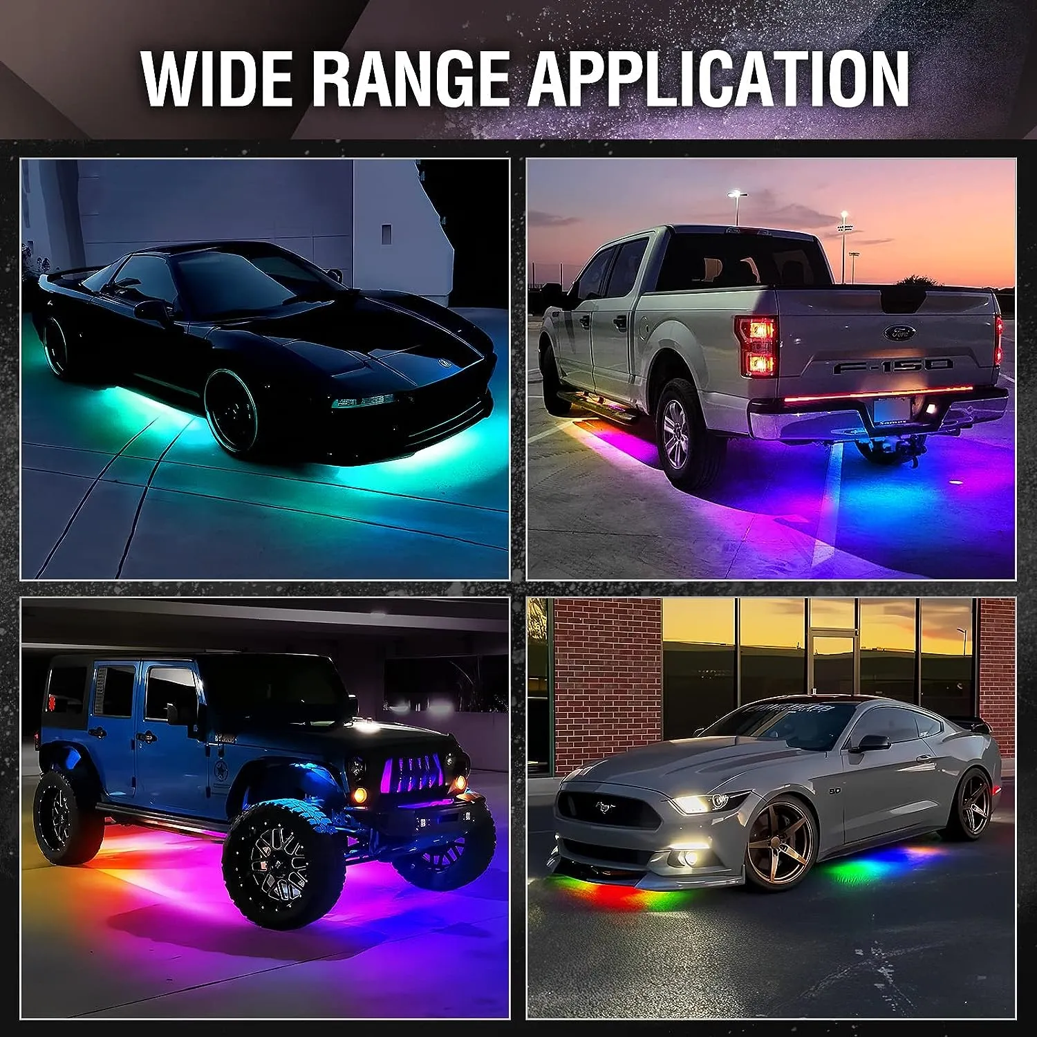 AURA LED Lighting Kit for Truck Bundle (Grille LED Kit   DreamColor Underglow LED Kit - Remote Control   Tailgate Triple Light Bar)