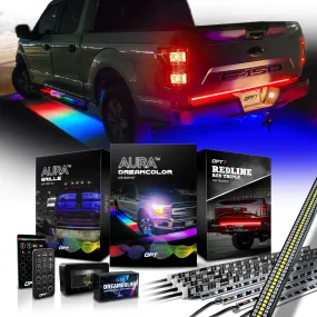 AURA LED Lighting Kit for Truck Bundle (Grille LED Kit   DreamColor Underglow LED Kit - Remote Control   Tailgate Triple Light Bar)