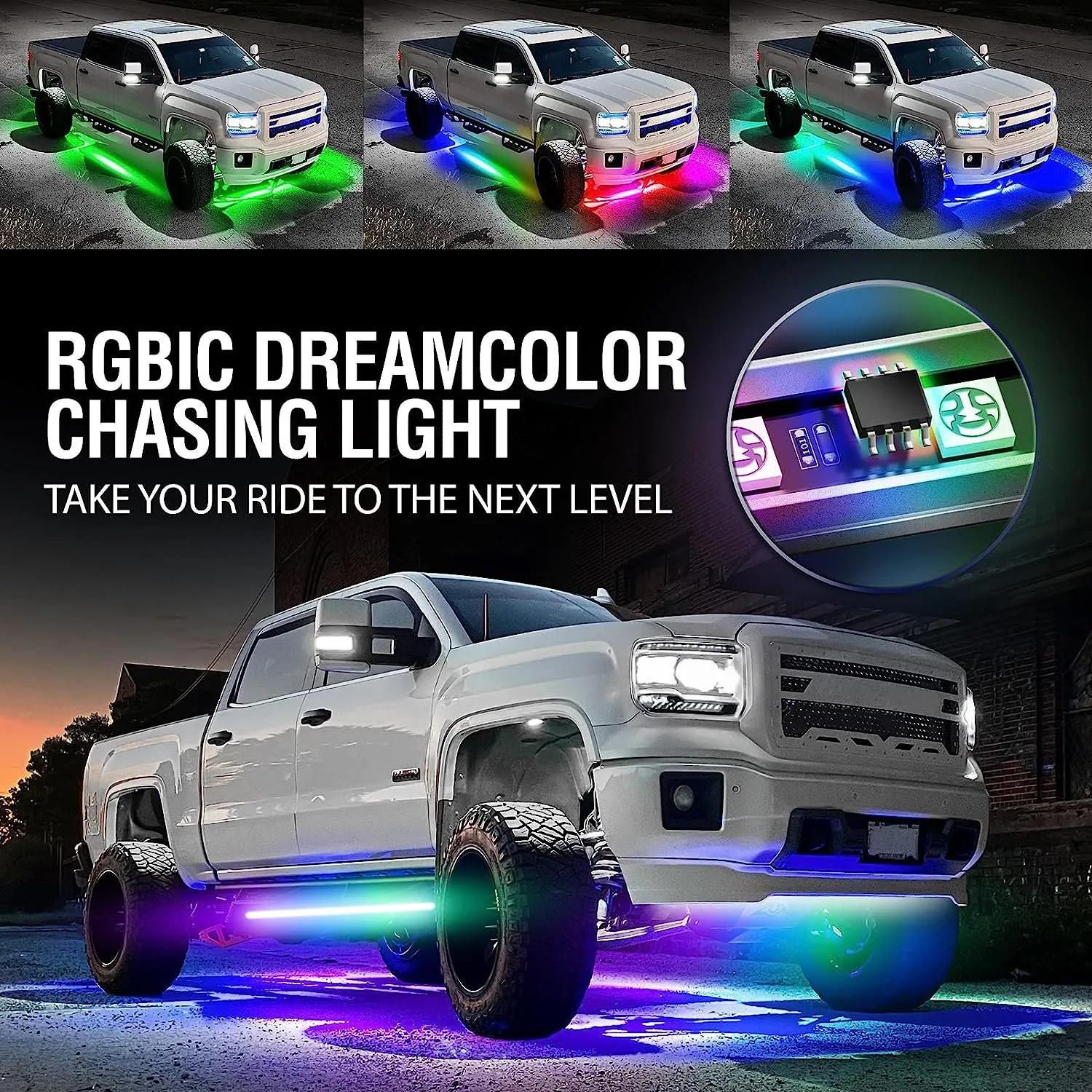 AURA LED Lighting Kit for Truck Bundle (Grille LED Kit   DreamColor Underglow LED Kit - Remote Control   Tailgate Triple Light Bar)