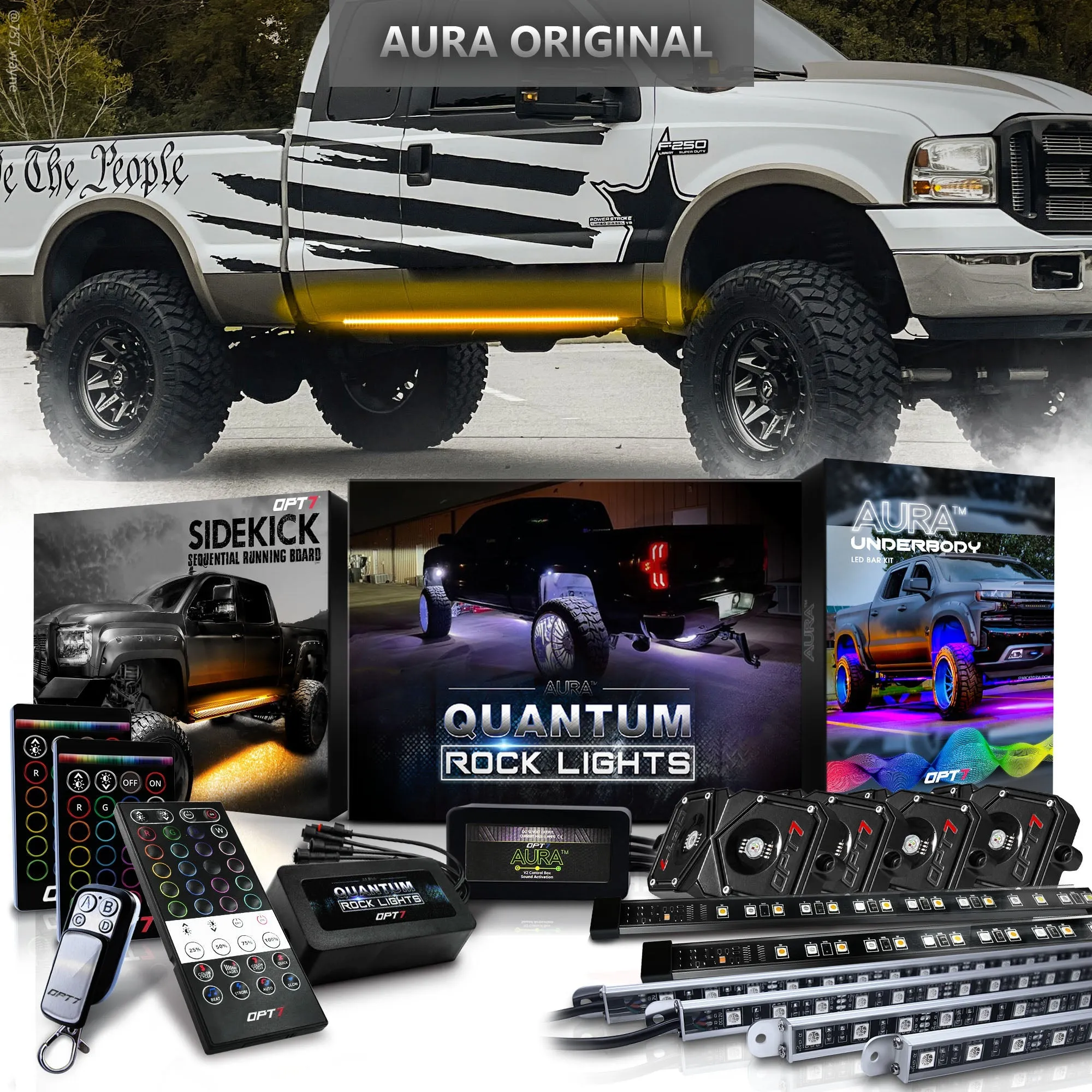 AURA LED Lighting Kit for Truck Bundle (Quantum LED Rocklight   Underglow LED Kit   Sidekick LED Kit ) - Remote Control