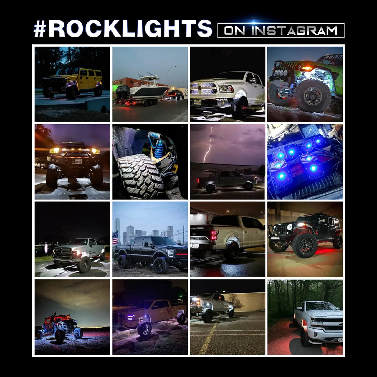 AURA PRO LED Lighting Kit for Truck Bundle (Quantum LED Rocklight   Underglow LED Kit   Sidekick LED Kit ) - Bluetooth Enabled APP