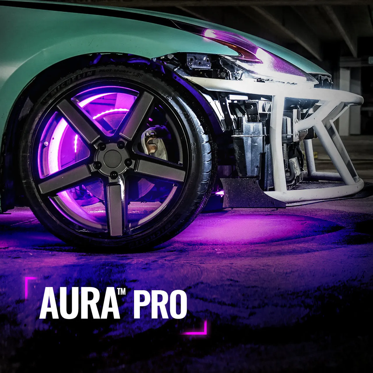 AURA PRO Wheel Well LED Lighting Kit 4 x 24-Inch Multi-Color Strips - Bluetooth Enabled APP Full Color Spectrum