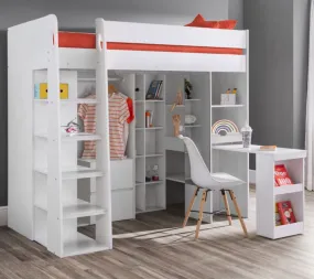Aurora High Sleeper Bed - White