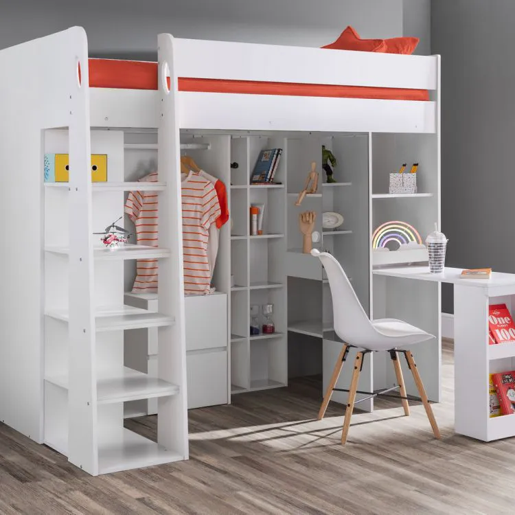 Aurora High Sleeper Bed - White