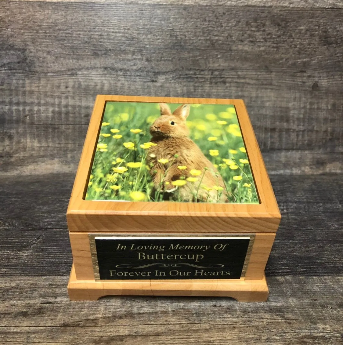 Bunny Urn Rabbit Urn Small Animal Pet Urn Guinea Pig Urn Pet Memorial Keepsake Box Cremation Urn Custom Photo Tile & Engraved Tag To 25lbs