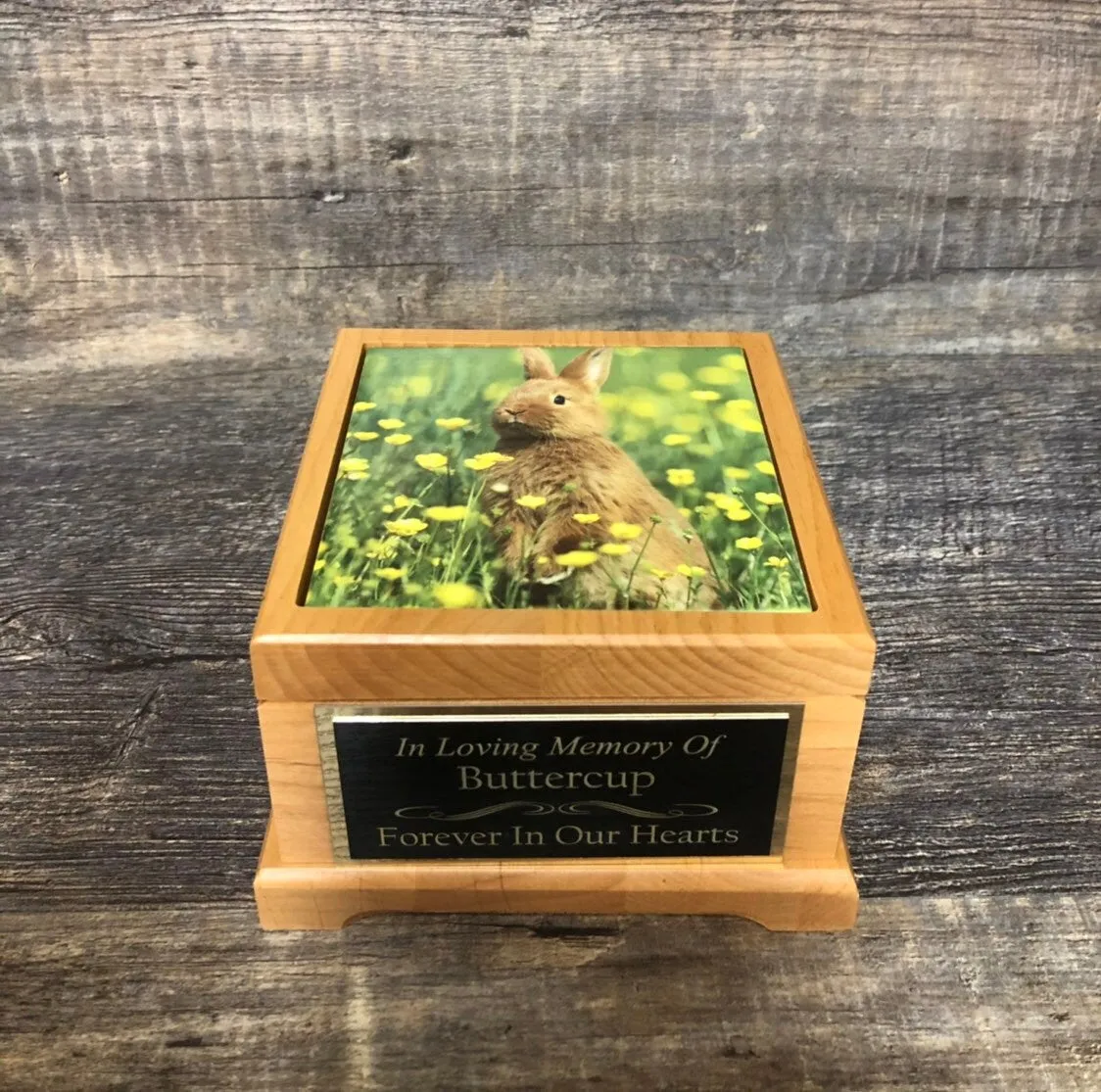 Bunny Urn Rabbit Urn Small Animal Pet Urn Guinea Pig Urn Pet Memorial Keepsake Box Cremation Urn Custom Photo Tile & Engraved Tag To 25lbs