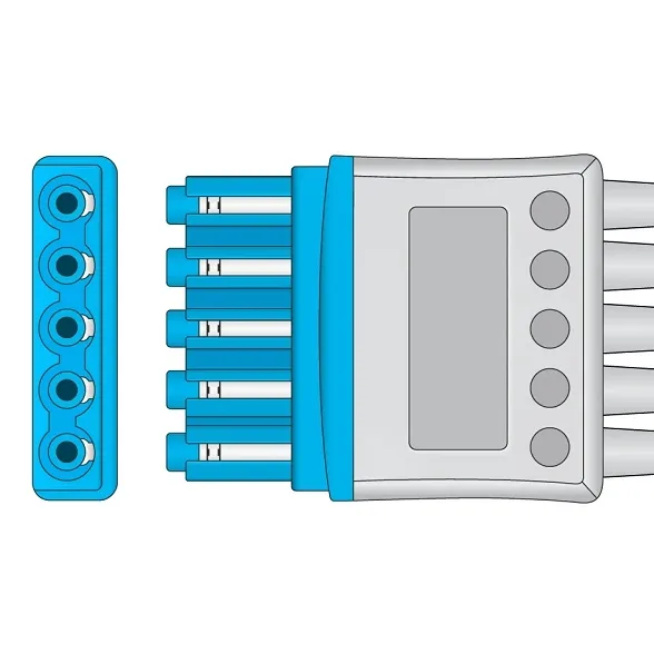Cables & Sensors Philips Compatible ECG Leadwire, 5 Leads Pinch Grabber