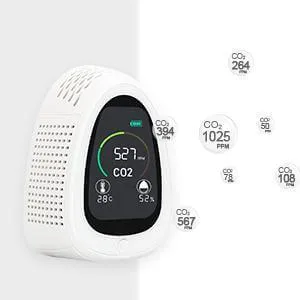 Carefor PT-01 Carbon Dioxide Detector with Temperature ,Humidity. Indoor Air Quality Monitor (White)