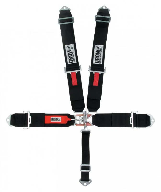 Crow 5-Way Standard 3" Latch & Link Harness - 60" Lap Belt - Red