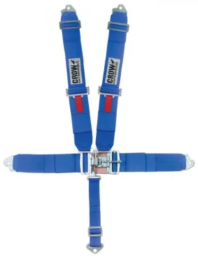 Crow QA 5-Way Duck Bill 3" Latch & Link Harness - 55'' Seat Belts - Blue