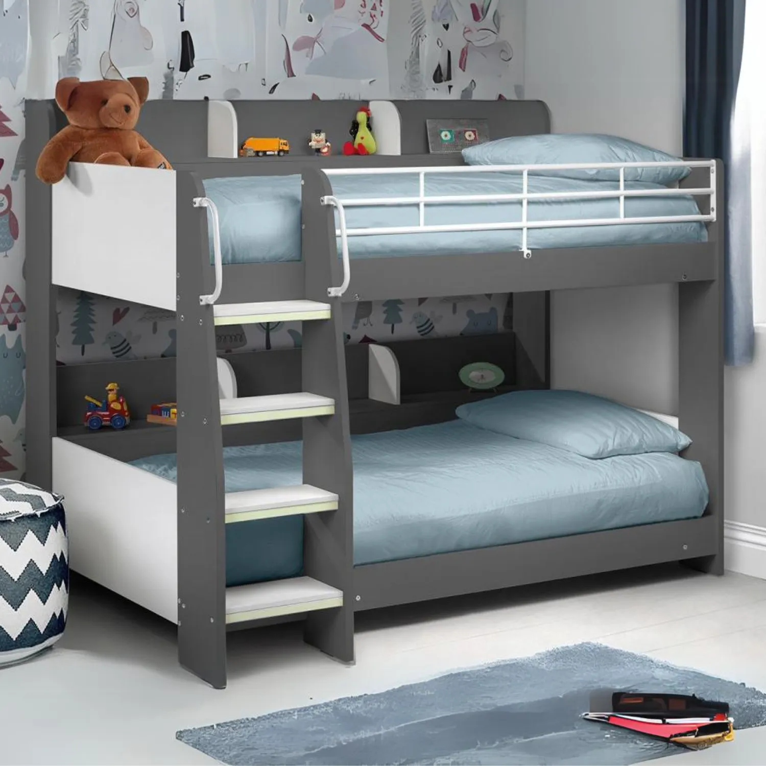 Domino Bunk Bed Charcoal & White