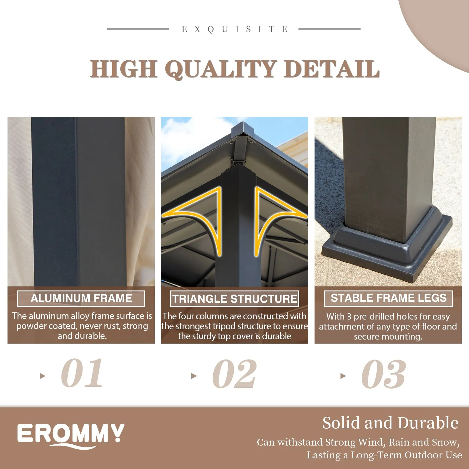 EROMMY 12' x 14' Hardtop Gazebo Outdoor Double Roof with Curtains and Netting,  Anti-Rust Coating Frame