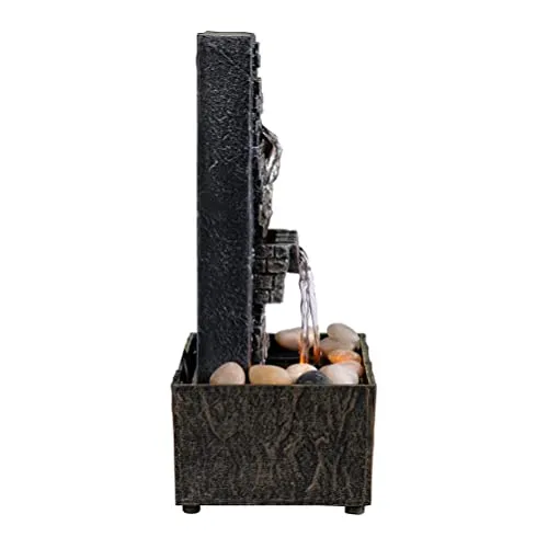 Evisso Waterfall Fountain for Indoor Use, Relaxation, High Pressure Water Pumps, Table Fountain, Water Fountain with Reflective Lighting/River Rocks, Home/Office Decoration (21120)