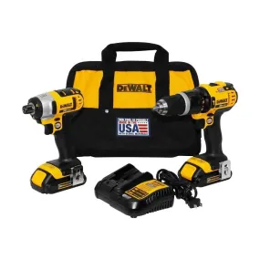 Factory Refurbished DEWALT 20V MAX* Lithium Ion Compact Hammerdrill / Impact Driver Combo Kit (1.5 Ah)   DCK285C2