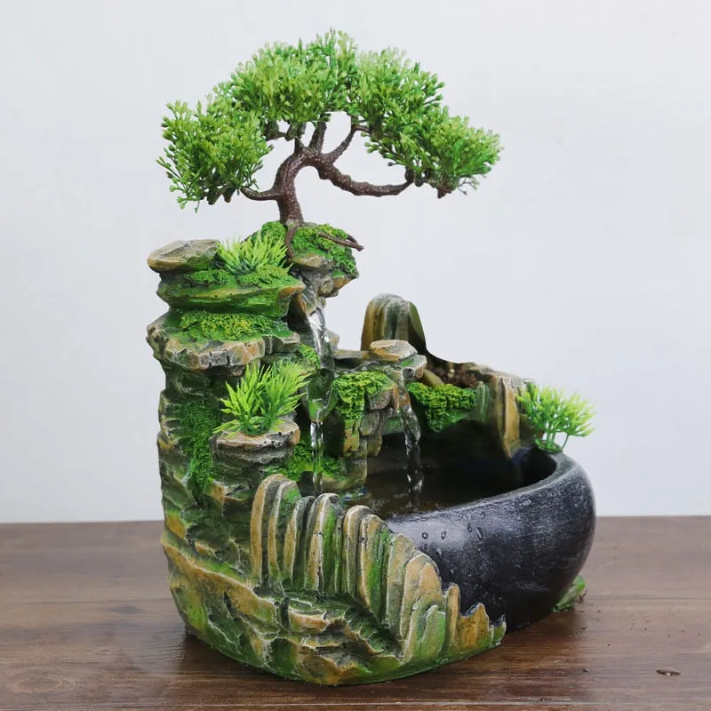 Feng Shui Flowing Waterfall Water Fountain Fengshui Lighted Fountain