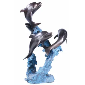 Four Dolphins on Blue Wave