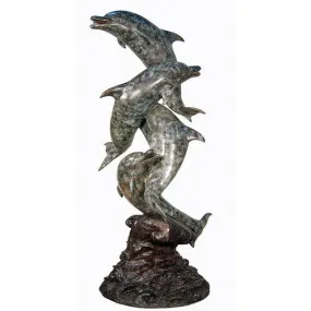 Four Dolphins Playing