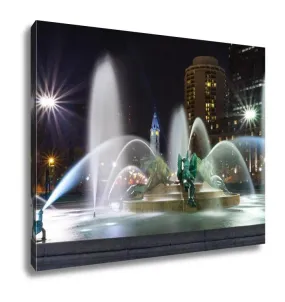Gallery Wrapped Canvas, Philadelphias Logan Circle Fountains