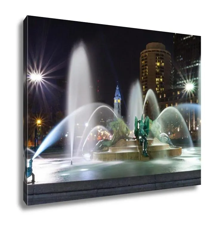 Gallery Wrapped Canvas, Philadelphias Logan Circle Fountains