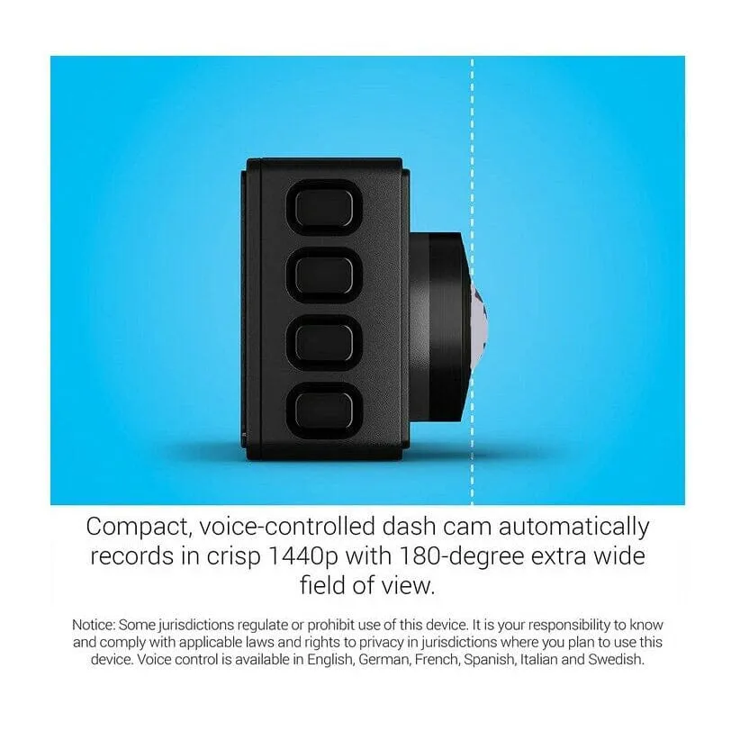 Garmin Dash Cam 67W 1440p 180° FOV Voice Control Compact and Discreet