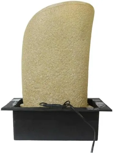 GAYTRI Art and HANDICRAFTS Beautiful 4 Steps Waterfall Indoor Table Top Fountain with LED Lights Decorative Showpiece - 41 cm (Resin, Beige)