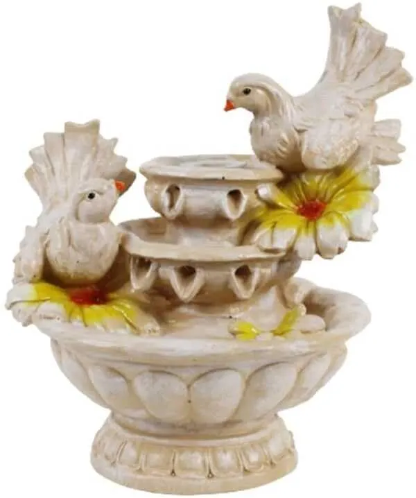 GAYTRI ART and HANDICRAFTS Cute Bird Love Birds Sitting On Fountain for Home Decor Decorative Showpiece - 31.75 cm (Resin, Beige)