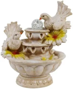 GAYTRI ART and HANDICRAFTS Cute Bird Love Birds Sitting On Fountain for Home Decor Decorative Showpiece - 31.75 cm (Resin, Beige)