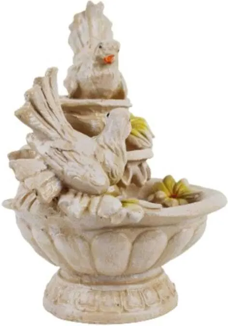 GAYTRI ART and HANDICRAFTS Cute Bird Love Birds Sitting On Fountain for Home Decor Decorative Showpiece - 31.75 cm (Resin, Beige)
