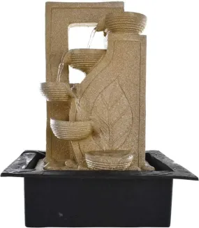 GAYTRI Art and HANDICRAFTS Table Top Designer Interior Home Decor 5 Diya Stages Waterfall Fountain Decorative Showpiece - 42 cm (Resin, Beige)