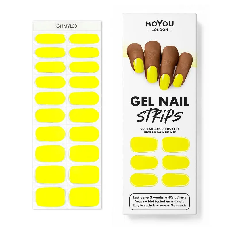 Gel Nail Strip ★ Neon Lemon ★ Neon Glow In The Dark
