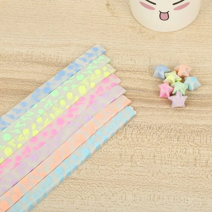 Glow in the Dark Origami Star Paper Strips, Star Folding Paper, Origami Star Paper, Japanese Lucky Wishing Stars, Rainbow DIY Star Paper