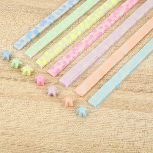 Glow in the Dark Origami Star Paper Strips, Star Folding Paper, Origami Star Paper, Japanese Lucky Wishing Stars, Rainbow DIY Star Paper