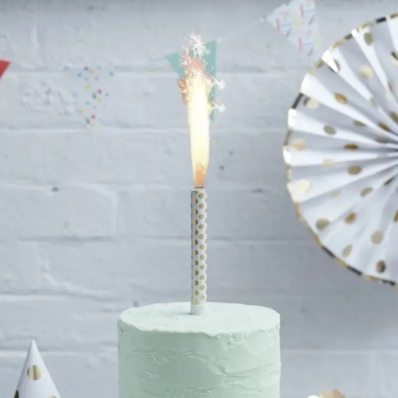 GOLD POLKA DOT FOILED CAKE FOUNTAIN CANDLES