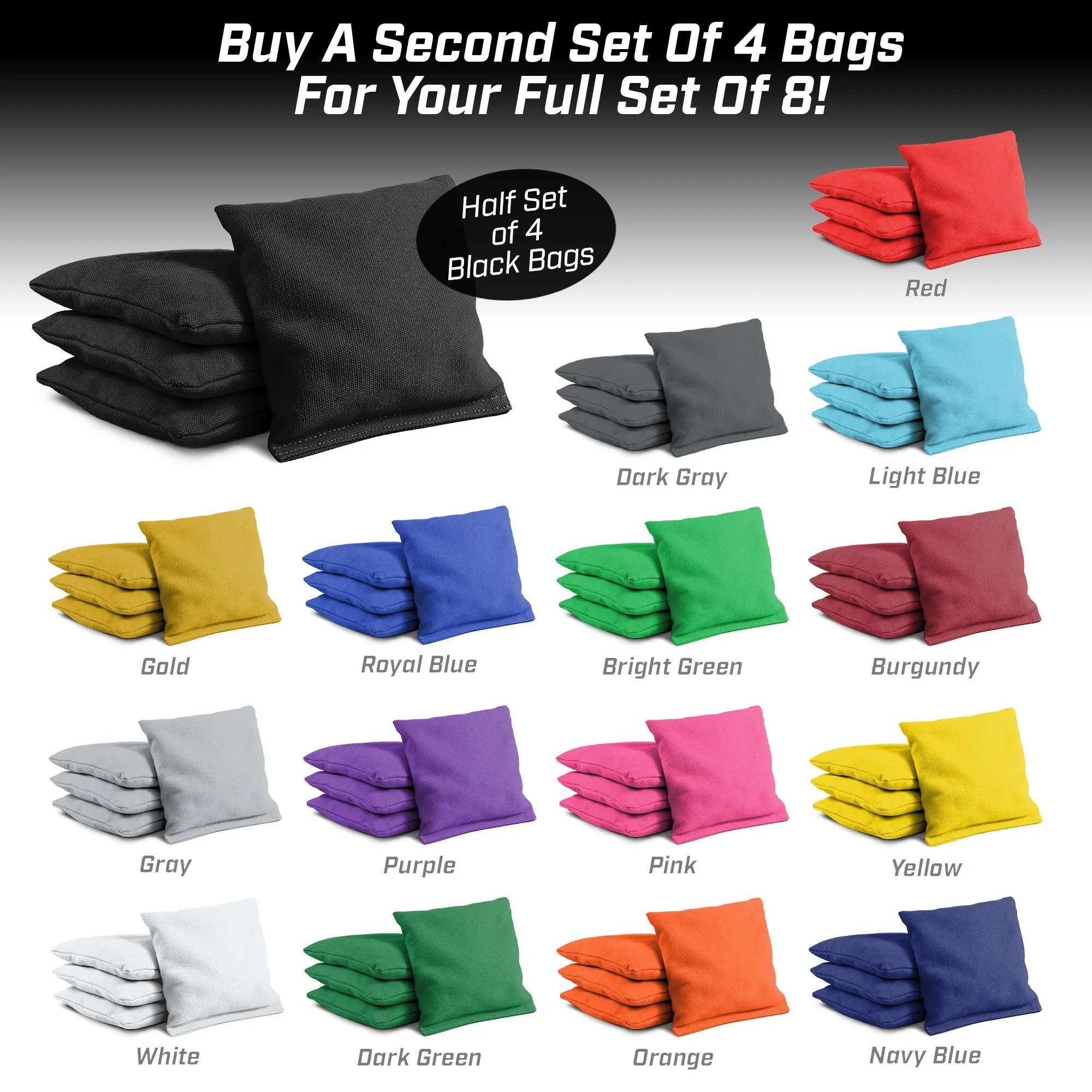 GoSports Official Regulation Bean Bags - Black