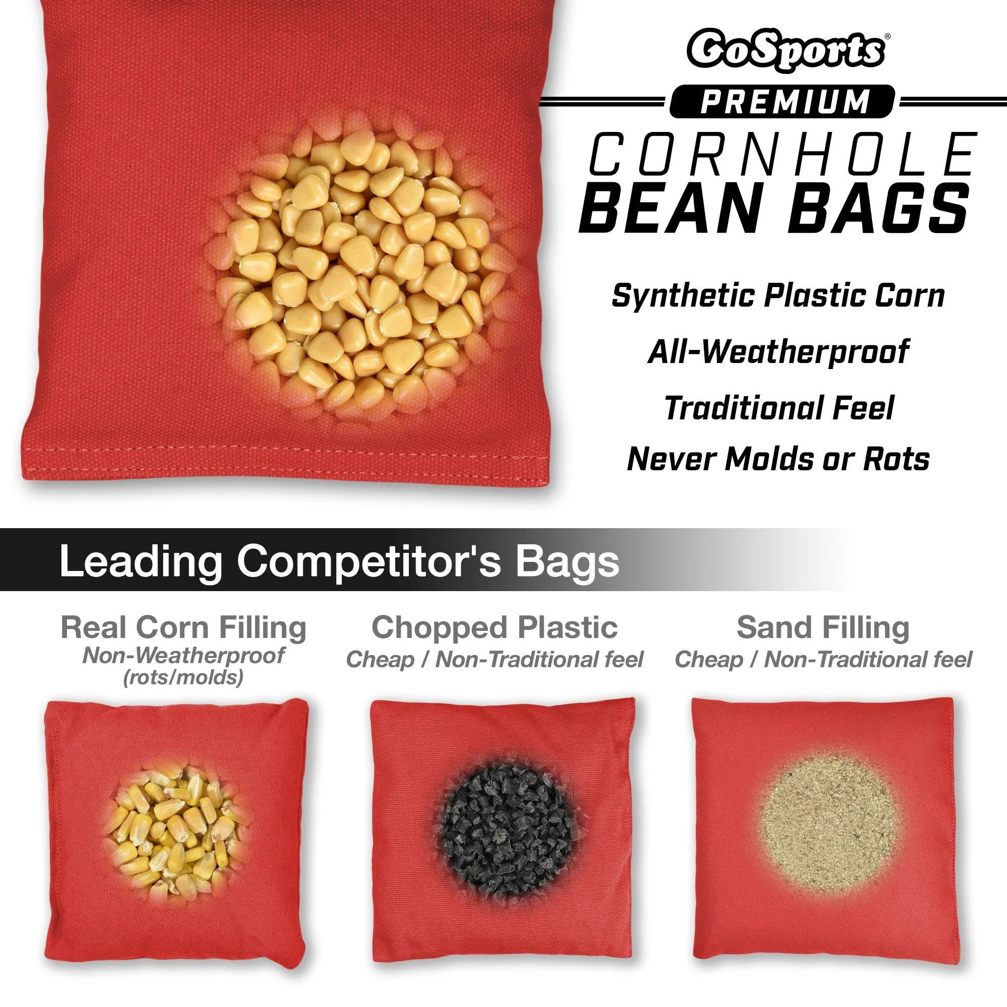 GoSports Official Regulation Bean Bags - Black