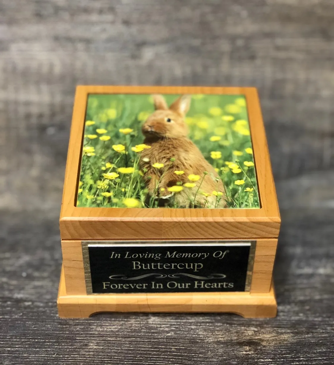 Guinea Pig Urn Small Animal Pet Urn Bunny Rabbit Urn Pet Memorial Keepsake Box Cremation Urn Custom Photo Tile & Engraved Tag To 25lbs