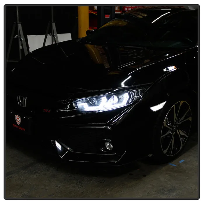 Honda Civic 16-20 2DR/4DR/Hatchback (will not fit factory led headlight equipped vehicles) W/ LED Sequential Turn Signal Lights Projector Headlight - Black - Lo Beam ; H1 Included - Hi Beam ; H1 Included