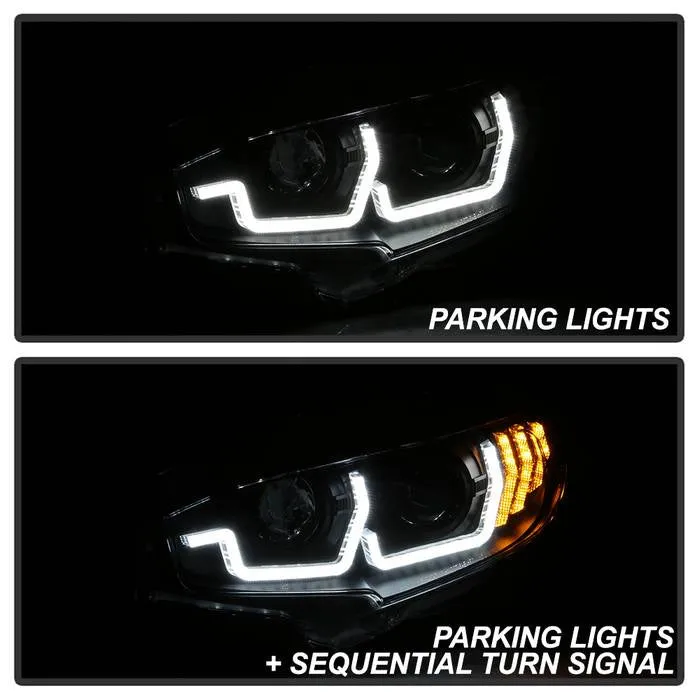 Honda Civic 16-20 2DR/4DR/Hatchback (will not fit factory led headlight equipped vehicles) W/ LED Sequential Turn Signal Lights Projector Headlight - Black - Lo Beam ; H1 Included - Hi Beam ; H1 Included